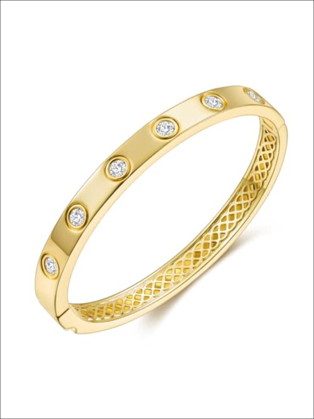 14K Gold Plated Moissanite Bangle Bracelet D Color VVS1 Infinity Knot